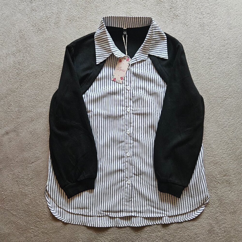 Korean Style Faux two-piece shirt (Size Small)